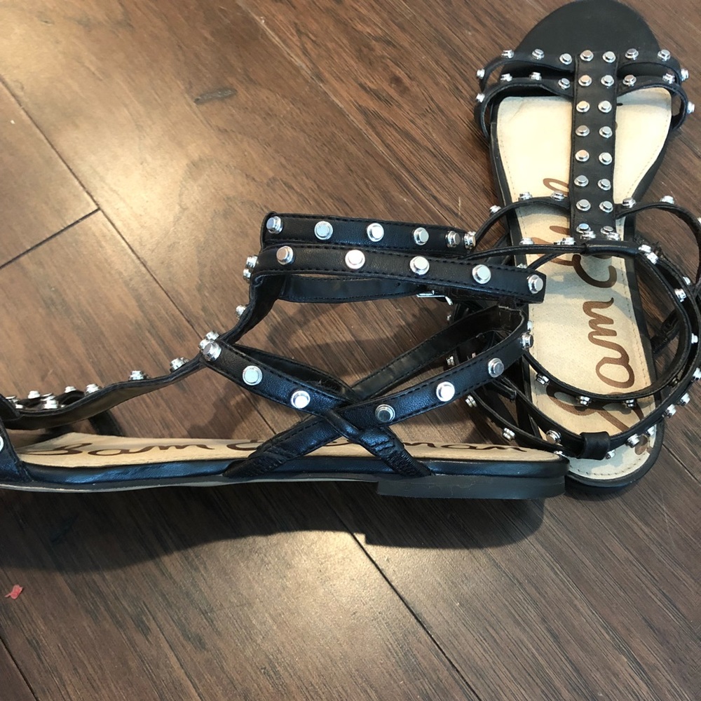 Black studded gladiator sandals